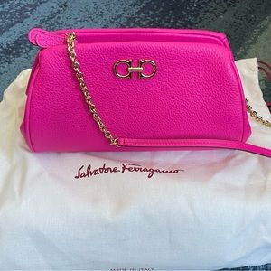 Salvatore Ferragamo-Hot Pink- Gancini Mini Leather Crossbody Bag